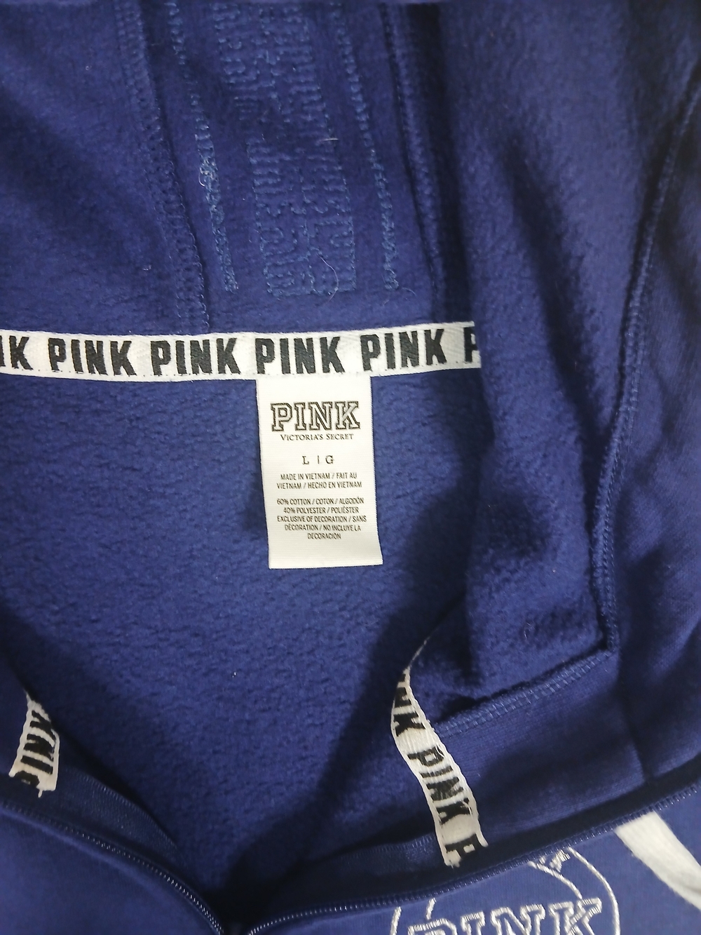 PINK Victoria's Secret Royal Blue Sequin Logo Hoodie - Picture 4 of 4